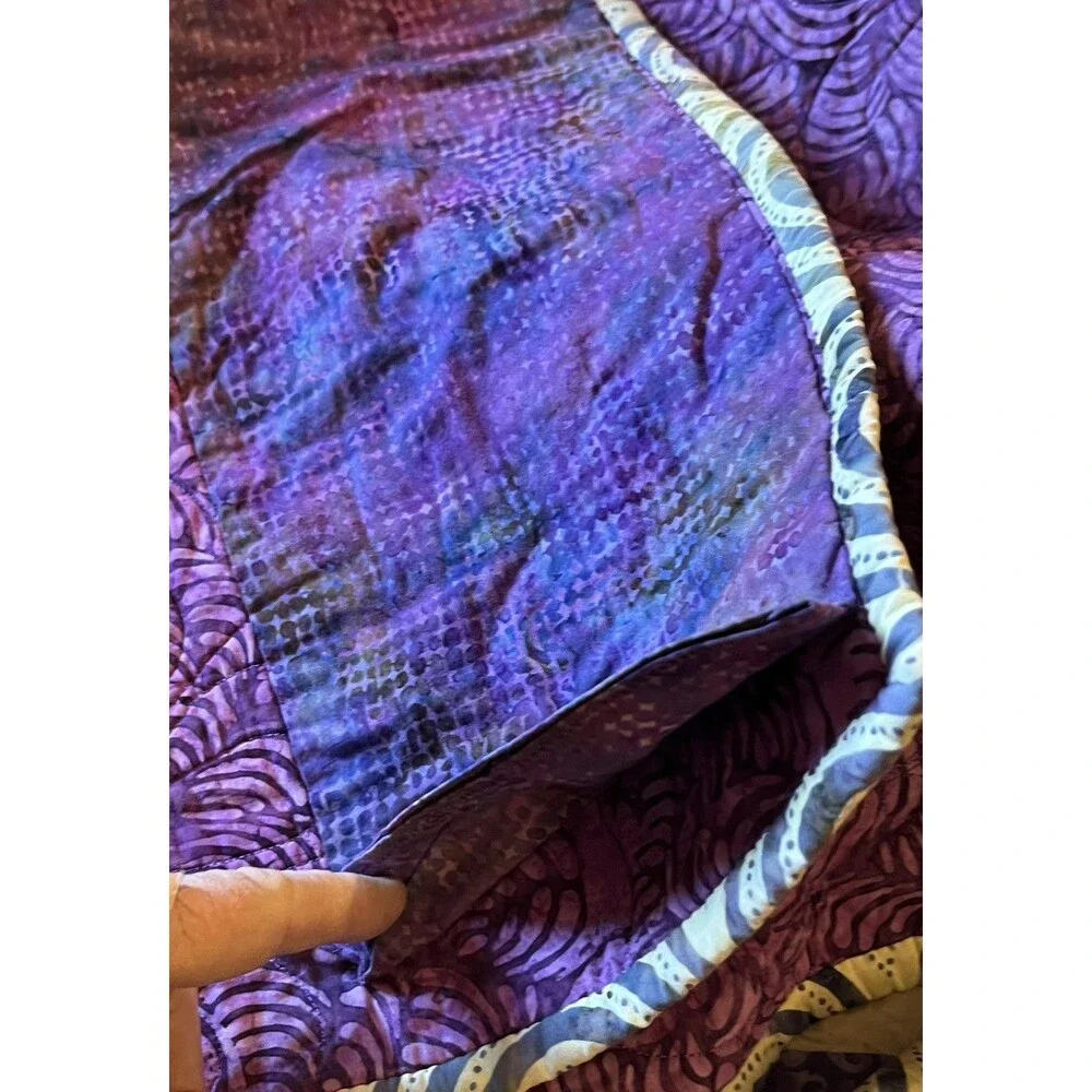 Cottage Core Hand Made QUILT Wall Hanging 75 X 58” Purple Napa Diamonds NEW